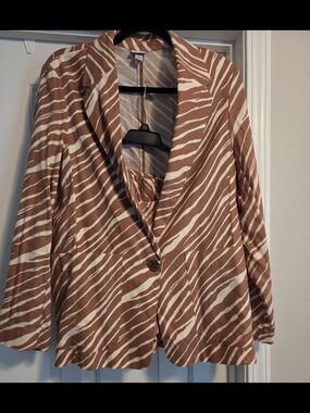 Womens Brown & Cream Zebra Print Blazer and Shorts Set